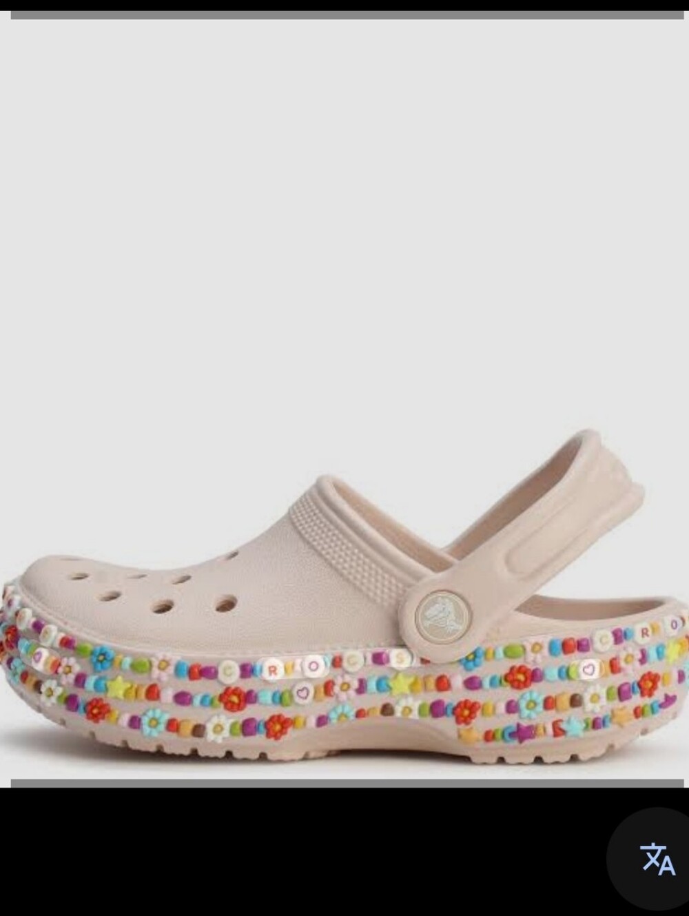 CROCS Kids Pink Platform Clog with Multicolor Bead and Flower Trim